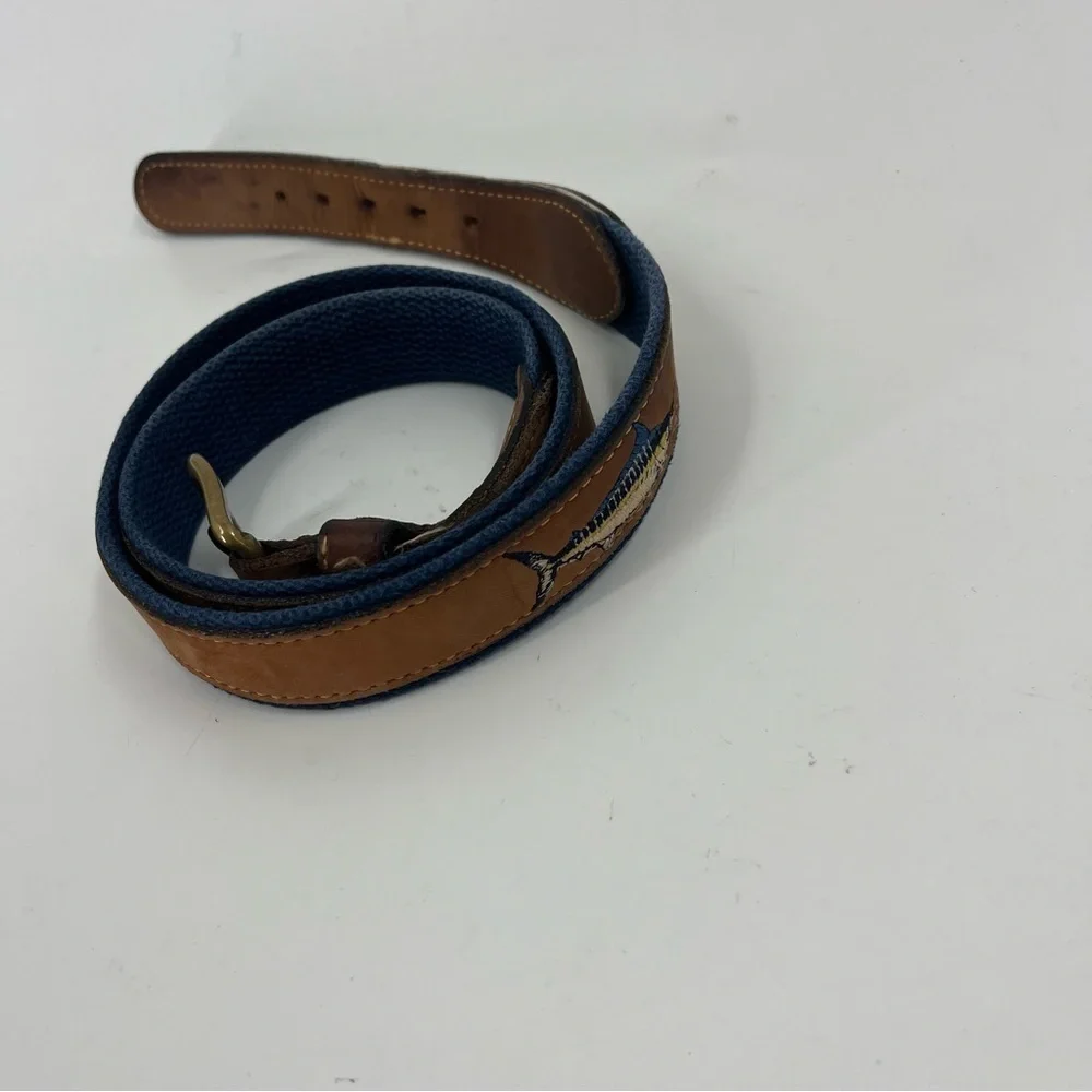 Zeppelin Leather belt‎ w/ Fish embroidered